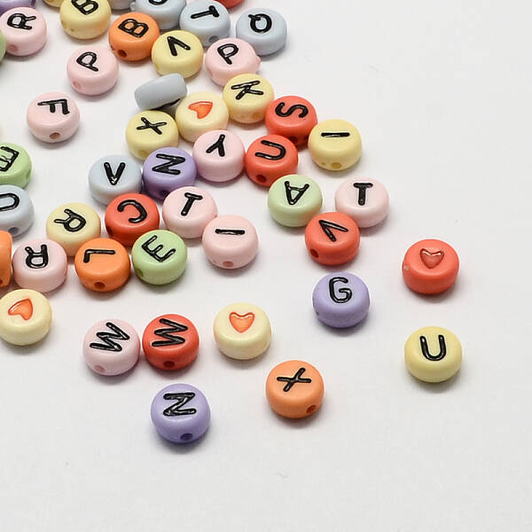 Colorful Acrylic Horizontal Hole Letter Beads