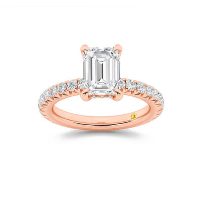 Embers Three Quarter Coverage Hidden Halo Emerald Cut Lab Grown Diamond Engagement Ring | Rose Gold 1 3/4 - 5 CT. TW.