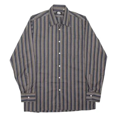 REXY Slim Line Shirt Black Striped Long Sleeve Mens L