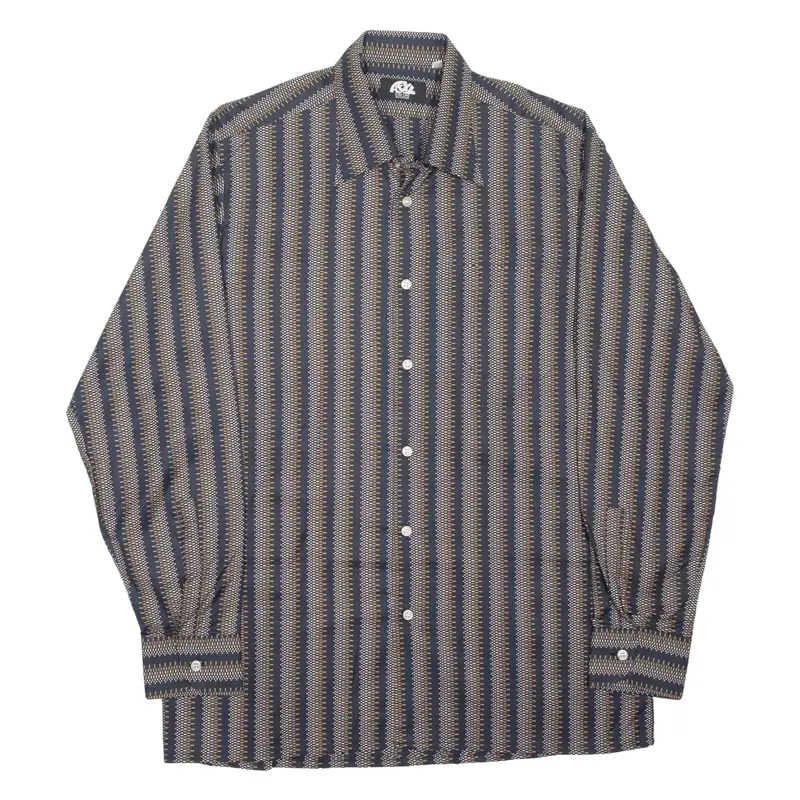 REXY Slim Line Shirt Black Striped Long Sleeve Mens L