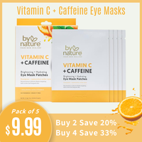 By Nature Skincare From New Zealand Vitamin C And Caffeine Eye Mask Patches To Brighten And Hydrate Skin - 5 Pack