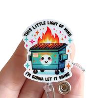 Glitter My Badge Funny dumpster fire badge reel for nurse and hospital workers. Badge clip Badge pull - Retractable swivel cl...