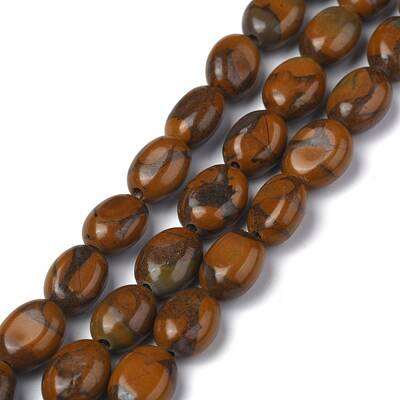 Natural Bamboo Leaf Stone Bead Strands