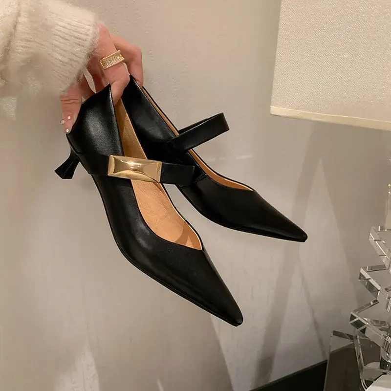 CHIKO Margaret Pointy Toe Kitten Heels Mary Jane Shoes