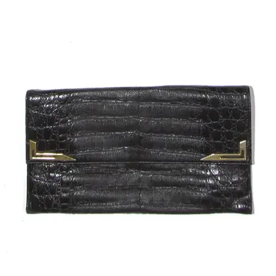 Leather Look Clutch Bag Black Womens