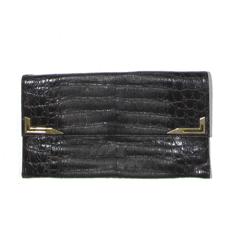 Leather Look Clutch Bag Black Womens