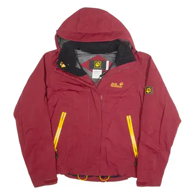 JACK WOLFSKIN Womens Rain Jacket Maroon Hooded UK 10