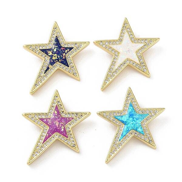 Brass Micro Pave Clear Cubic Zirconia Pendants