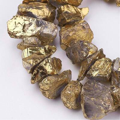 Electroplated Natural Quartz Crystal Bead Strands