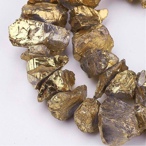 Electroplated Natural Quartz Crystal Bead Strands