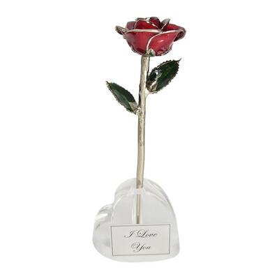 11 Platinum Rose in Personalized Anniversary Heart Vase
