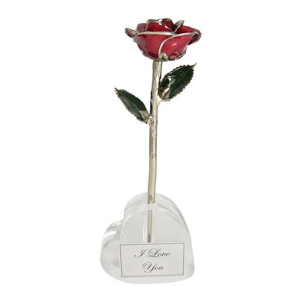 11 Platinum Rose in Personalized Anniversary Heart Vase