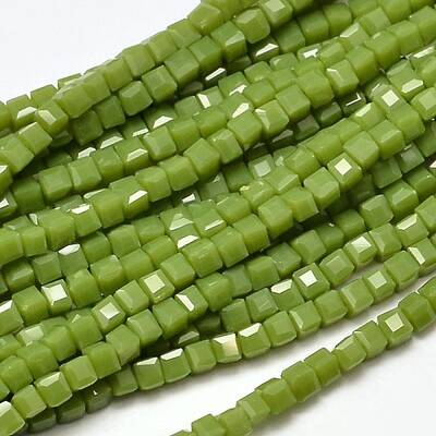 Faceted Cube Glass Beads Strands