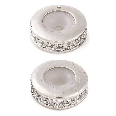 Rack Plating Brass Clear Cubic Zirconia Beads