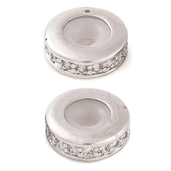 Rack Plating Brass Clear Cubic Zirconia Beads