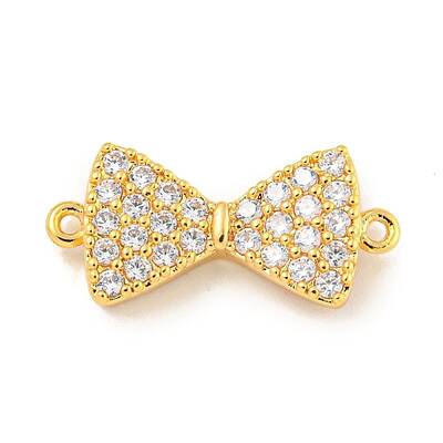 Brass Micro Pave Clear Cubic Zirconia Connector Charms