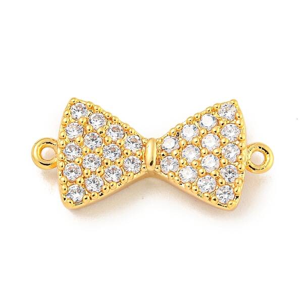 Brass Micro Pave Clear Cubic Zirconia Connector Charms