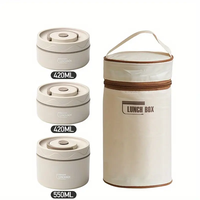 Stainless Steel Lunch Box Set,1 Set including 3Counts LunchBoxes and 1 Count Insulated Bag,insulated Food LunchContainer Set ...