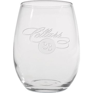 18 Promotional 9 oz Stemless White Wine - Etched