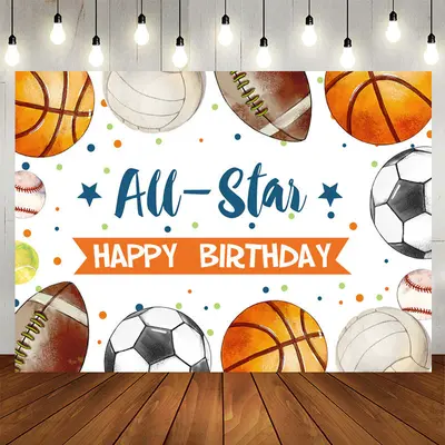 Aperturee Allstar Sport Theme Happy Birthday Backdrop For Boy