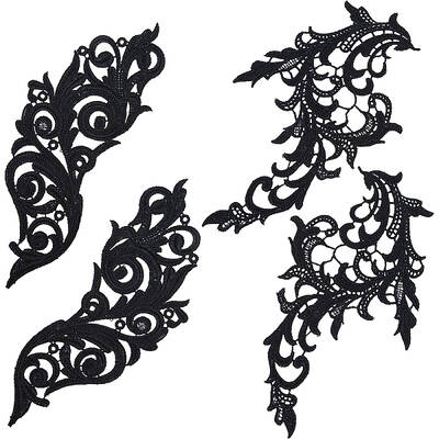 2 Pairs 2 Style Polyester Embroidery Flower Lace Appliques