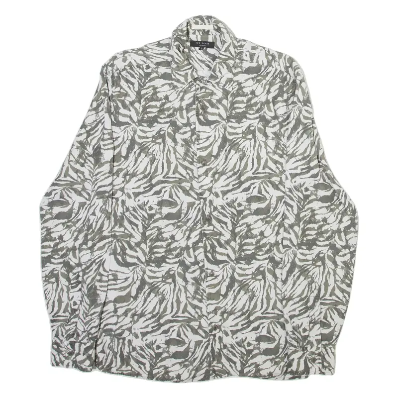 TED BAKER Mens Shirt Grey Floral Long Sleeve S