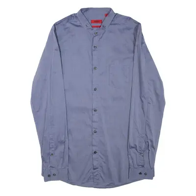 HUGO BOSS Mens Plain Shirt Blue Long Sleeve M
