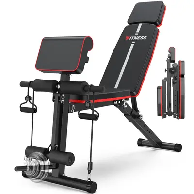 Bearbro 770 LB Adjustable Weight Bench Foldable Workout Bench Press for Full Body Strength Training, Incline Decline Bench wi...