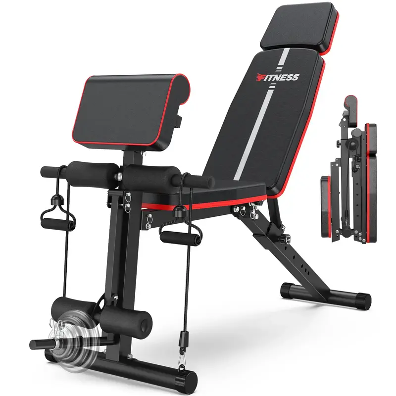 Bearbro 770 LB Adjustable Weight Bench Foldable Workout Bench Press for Full Body Strength Training, Incline Decline Bench wi...