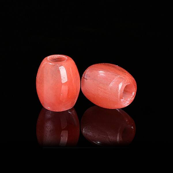 Cherry Quartz Glass Large Hole Barrel Beads