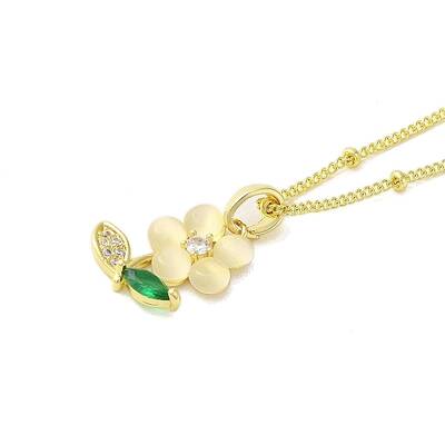 Brass Micro Pave Cubic Zirconia Pendant Necklaces for Women