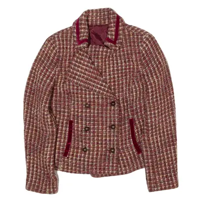 Blazer Jacket Maroon Check Womens XS