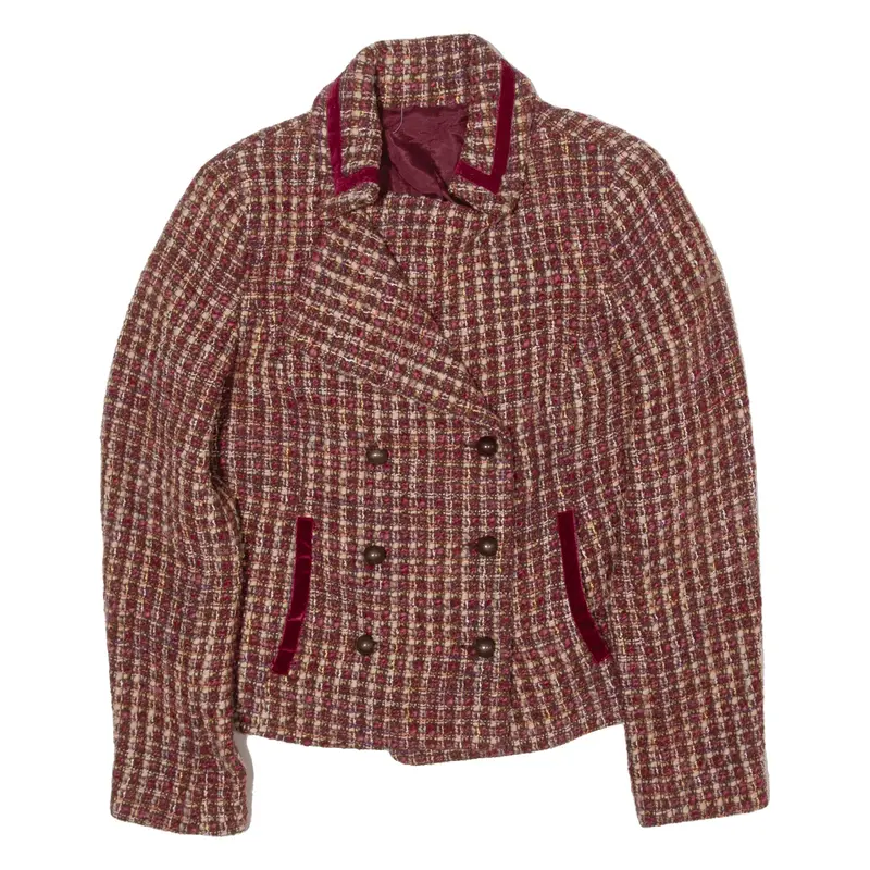 Blazer Jacket Maroon Check Womens XS