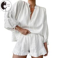 Women Summer Shorts Outfits Solid Color Shirts Tops Shorts Set Pants Clothes 2 piece sets women