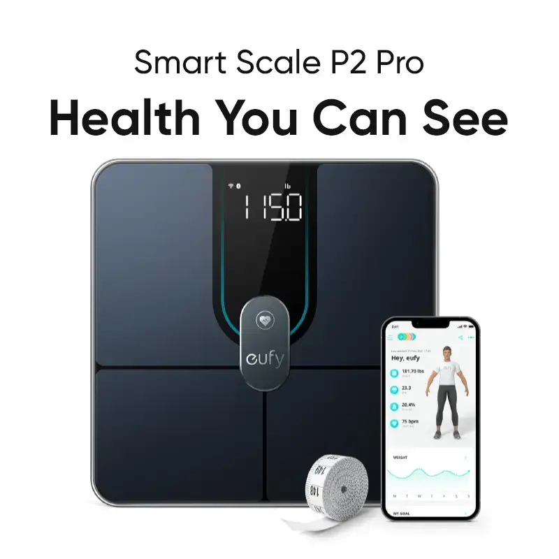 eufy Smart Digital Bathroom Scale P2 Pro with Wi-Fi Bluetooth, 16 Measurements Including Weight, Body Fat, BMI, Muscle & Bone...