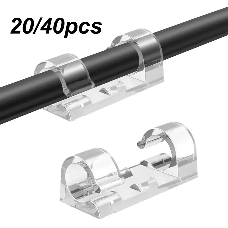 Cable Tidy Wire Clips, 20/40pcs Mini Self Adhesive Space Saving Cable Clips, Desk Organisers for Home Office Bedroom Dormitor...