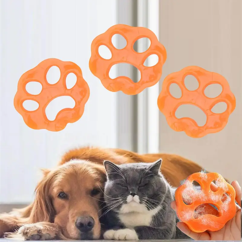 Cat Paw Design Hollow Out Pet Hair Removal Laundry Tool, 1 Count Washing Machine Silicone Cleaning Patch Hairs and Lints Rem...