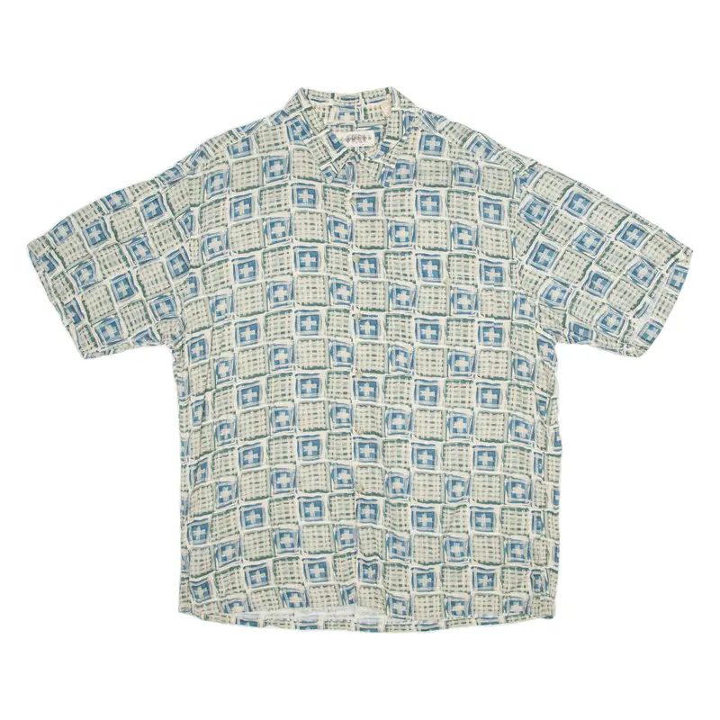 CAMPIA Mens Shirt Blue Crazy Pattern XL