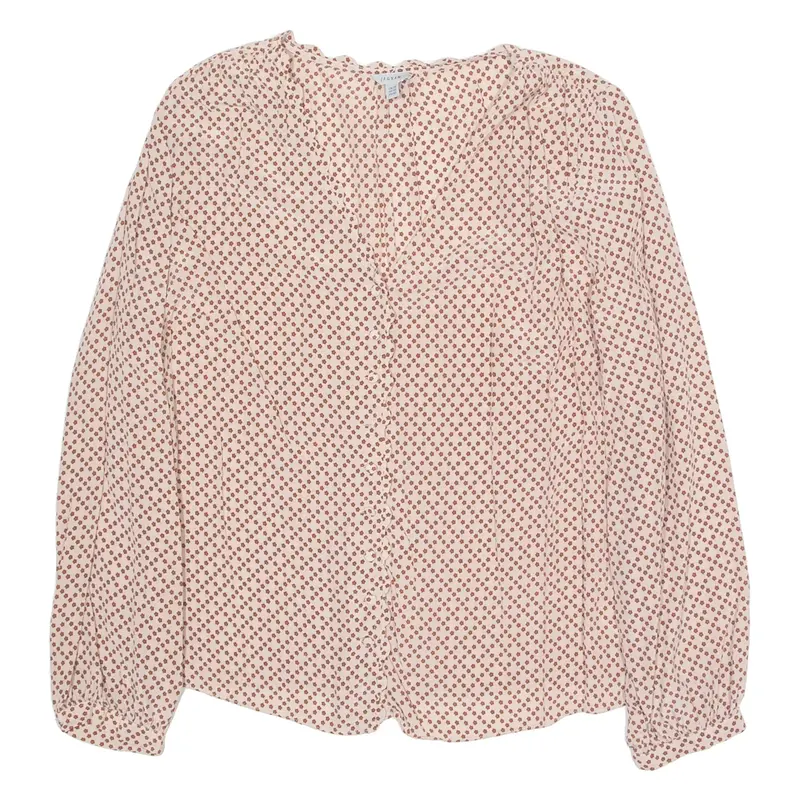 Womens Printed Blouse Pink V-Neck Long Sleeve Floral UK 14