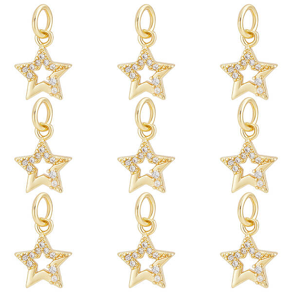14Pcs Brass Micro Pave Cubic Zirconia Charms