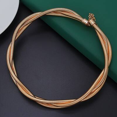 Alloy Wrap Round Snake Chain 3-Strand Choker Necklaces for Women Men