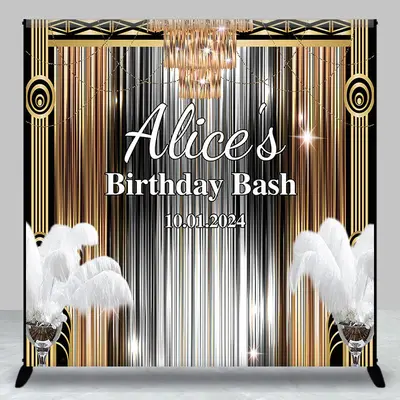 Modern Gatsby Custom Name Birthday Party Backdrop - Aperturee