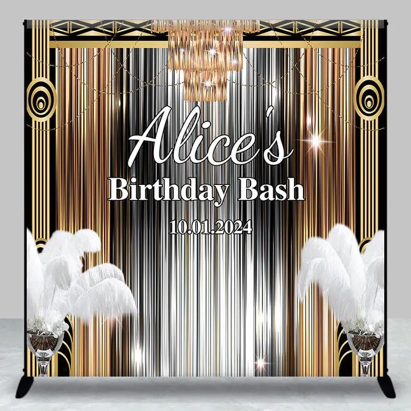 Modern Gatsby Custom Name Birthday Party Backdrop - Aperturee