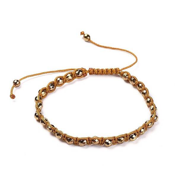 Non-magnetic Synthetic Hematite Braided Beads Bracelets