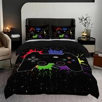 Game Controller Pattern Bedding Set, 3 Counts/set Including 1 Count Duvet Cover & 2 Counts Pillowcase without Filler, Soft Co...