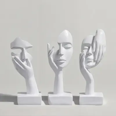Abstract Face Design Decoration Ornament, 3 Counts Modern Desk Decoration, Room Decor, Halloween Home Decor Supplies for Livi...