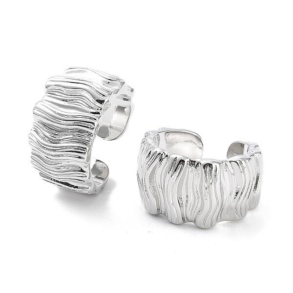Brass Textured Open Cuff Rings for Women