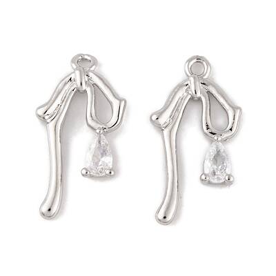 Brass Micro Pave Clear Cubic Zirconia Pendants
