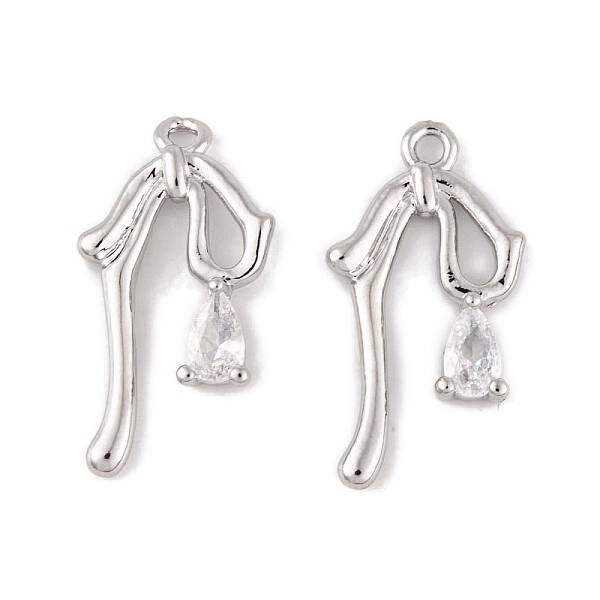 Brass Micro Pave Clear Cubic Zirconia Pendants