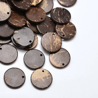 Wood Jewelry Findings Flat Round Coconut Pendants
